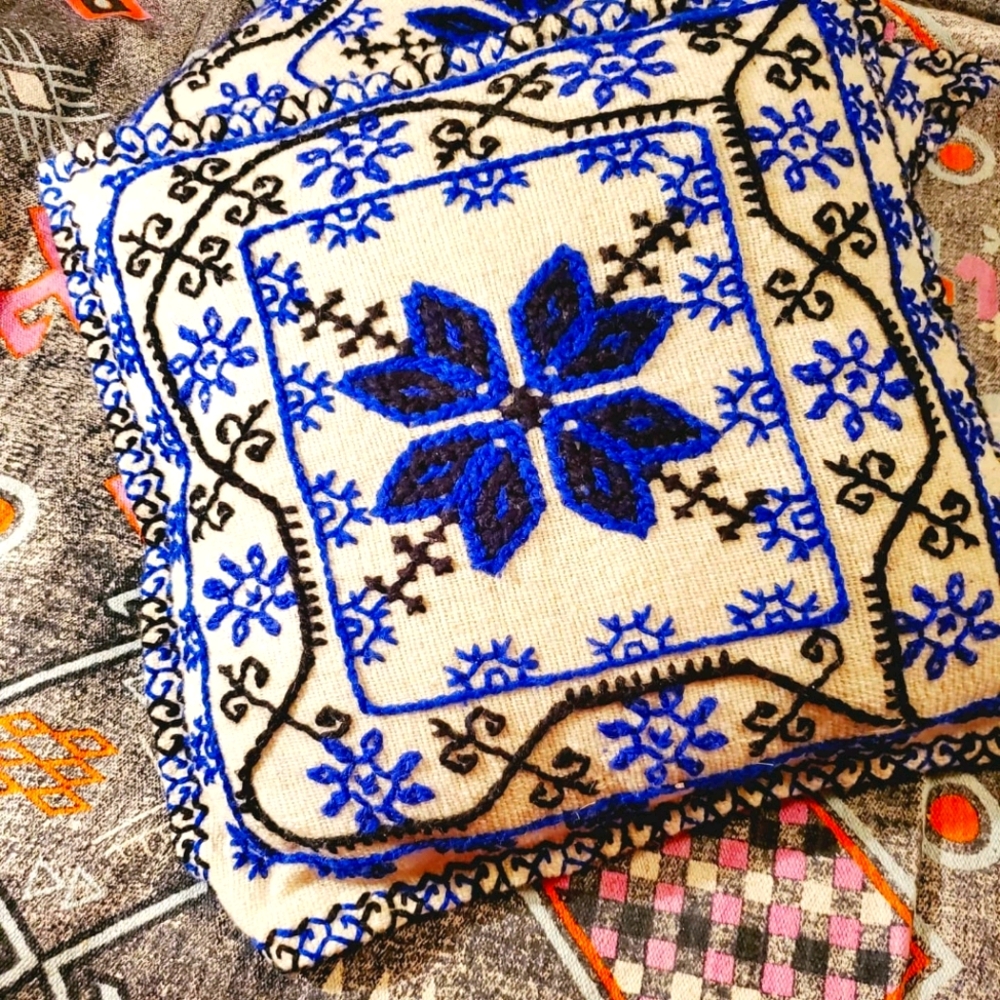 Mexican handmade embroidered pillows set of 2